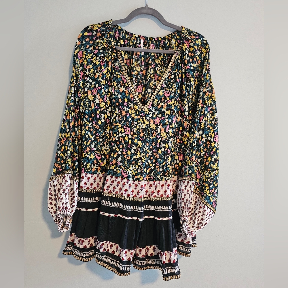 Free People Floral Boho Mini Dress | Multicolor | Small